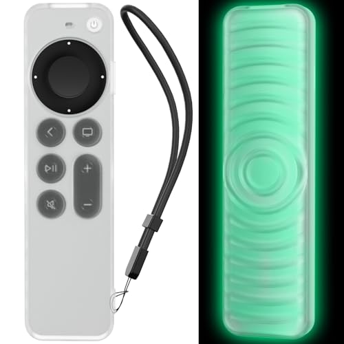 AHASTYLE Fernbedienung Hülle für Apple TV Siri Remote Control 4K 2021, Welligkeit Anti-Rutsch Silikone Remote Case für Apple TV 4K 2021 (Blau Leuchtend) von AHASTYLE