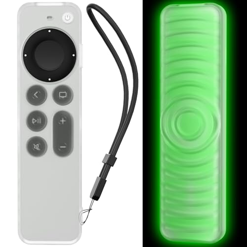 AHASTYLE Fernbedienung Hülle für Apple TV Siri Remote Control 4K 2021, Welligkeit Anti-Rutsch Silikone Remote Case für Apple TV 4K 2021 (Grün Leuchtend) von AHASTYLE