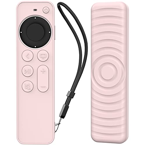 AHASTYLE Fernbedienung Hülle für Apple TV Siri Remote Control 4K 2021, Welligkeit Anti-Rutsch Silikone Remote Case für Apple TV 4K 2021 (Rosa) von AHASTYLE