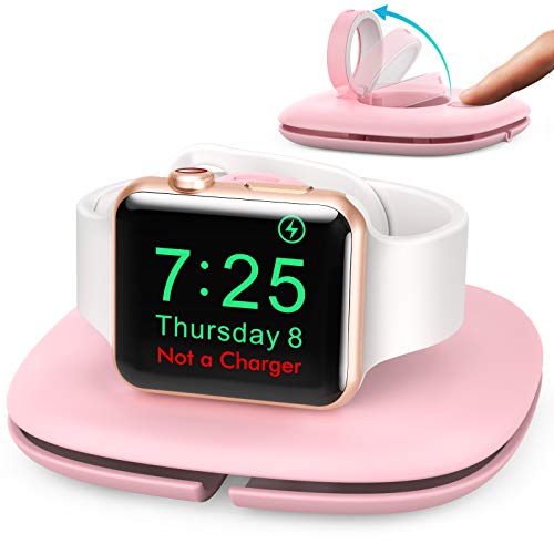 AHASTYLE Kompakter Ladestation für Apple Watch【Ladegerät Nicht Enthalten】 Faltbarer Pop-Up-LadeStänder Dock mit Kabel Verwaltung für Apple Watch 8 SE 7 6 5 4 3 2 1 (Rosa) von AHASTYLE