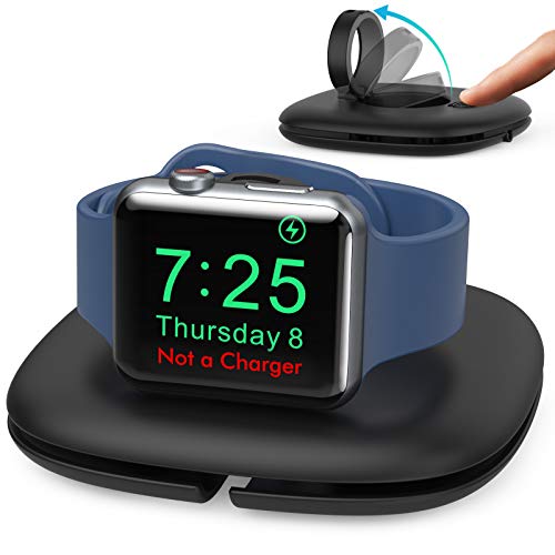 AHASTYLE Kompakter Ladestation für Apple Watch【Ladegerät Nicht Enthalten】 Faltbarer Pop-Up-LadeStänder Dock mit Kabel Verwaltung für Apple Watch 8 SE 7 6 5 4 3 2 1 (Schwarz) von AHASTYLE