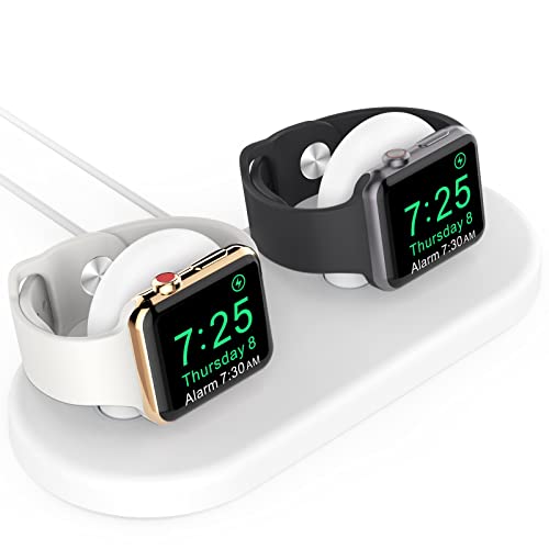 AHASTYLE Ladestation für 2 Apple Watch [Ladegerät Nicht enthalten] Silikon Dock für Apple Watch Ultra 2, Ultra, SE2, SE, Series 10 9 8 7 6 5 4 3 2 1 (49/46/45/44/42/41/40/38mm) (Schwarz) von AHASTYLE