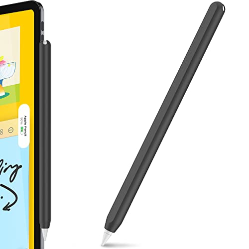 AhaStyle Silikon Hülle für Apple Pencil 2nd Generation & Apple Pencil Pro (2024) Sleeve Skin Ultra Dünn Apple Pencil Schutzhülle Kompatibel mit Magnetisches Laden und Double Tap (Schwarz) von AHASTYLE