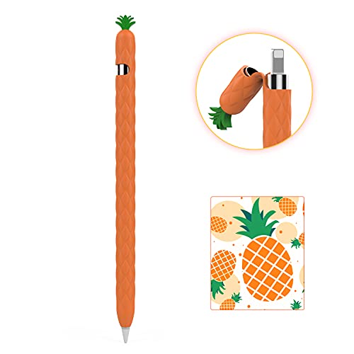 AHASTYLE Silikon Hülle für Apple Pencil 1 Fruchtdesign Ärmel Sanft Schutzhülle Griff Zubehör Kompatibel mit Apple Pencil 1. Generation (Ananas Orangene) von AHASTYLE