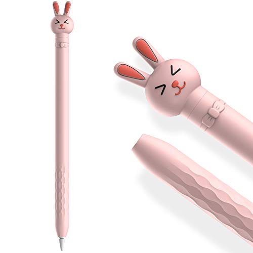 AHASTYLE Silikon Hülle für Apple Pencil 1 Nettesdesign Sanft Schutzhülle Griff Zubehör Kompatibel mit Apple Pencil 1. Generation (Rosa Kaninchen) von AHASTYLE