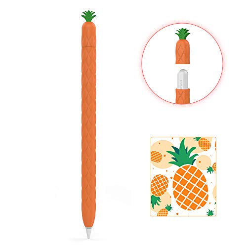 AHASTYLE Silikon Hülle für Apple Pencil Pro & Apple Pencl 2 Fruchtdesign Ärmel Sanft Schutzhülle Griff Zubehör Kompatibel mit Apple Pencil Pro und Apple Pencil 2. Generation (Orangene) von AHASTYLE