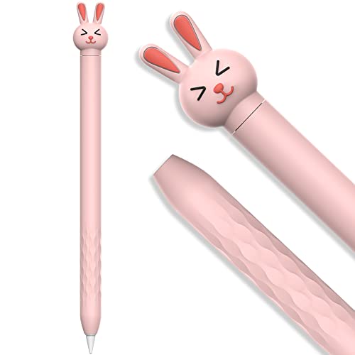 AHASTYLE Silikon Hülle für Apple Pencil 2 Nettesdesign Ärmel Sanft Schutzhülle Griff Zubehör Kompatibel mit Apple Pencil 2. Generation (Rosa Kaninchen) von AHASTYLE