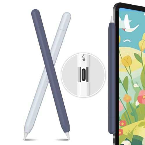 AHASTYLE Silikon Hülle für Apple Pencil USB-C Apple Pencil Hülle Ultra Dünn Apple Pencil USB-C Case Abdeckung Kompatibel mit Apple Pencil USB-C (Mitternachtsblau & Hellblau) von AHASTYLE