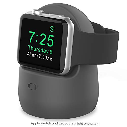 AHASTYLE Ständer für Apple Watch Ladestation [Nachtmodus Kompatibel] Silikon Dock für Apple Watch 9 Ultra2 SE Ultra 8 7 6 4 3 2 1-49mm 45mm 44mm 42mm 41mm 40mm 38mm (Dunkelgrau) von AHASTYLE