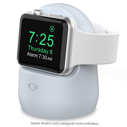 AHASTYLE Ständer für Apple Watch Ladestation [Nachtmodus Kompatibel] Silikon Dock für Apple Watch 9 Ultra2 SE Ultra 8 7 6 4 3 2 1-49mm 45mm 44mm 42mm 41mm 40mm 38mm (Hellblau) von AHASTYLE
