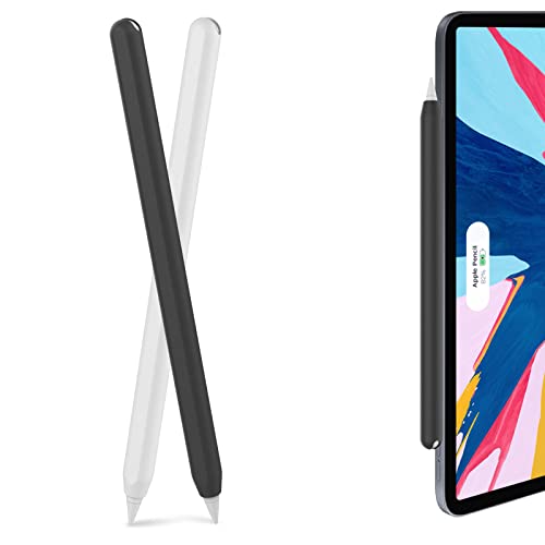 AhaStyle [2er-Pack] Ultradünne Silikon-Schutzhülle für Apple Pencil 2. Generation (2018), Apple iPad Pro 11 12,9 Zoll 2018 schwarz, weiß von AHASTYLE