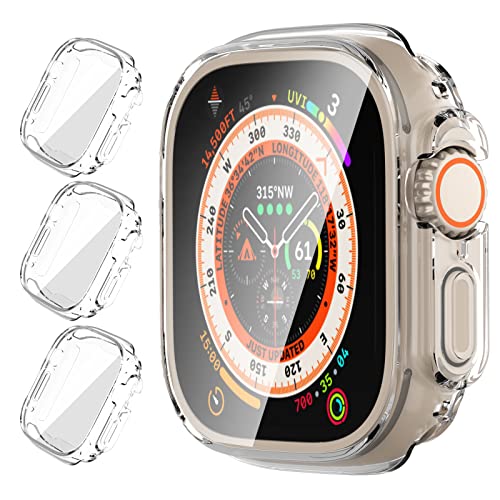 AhaStyle 3er-Pack transparente Schutzhülle für Apple Watch Ultra 49 mm Bumper Case, TPU Vollständige Abdeckung, stoßfest, kompatibel mit Apple Watch Ultra 2022 (49 mm, transparent) von AHASTYLE