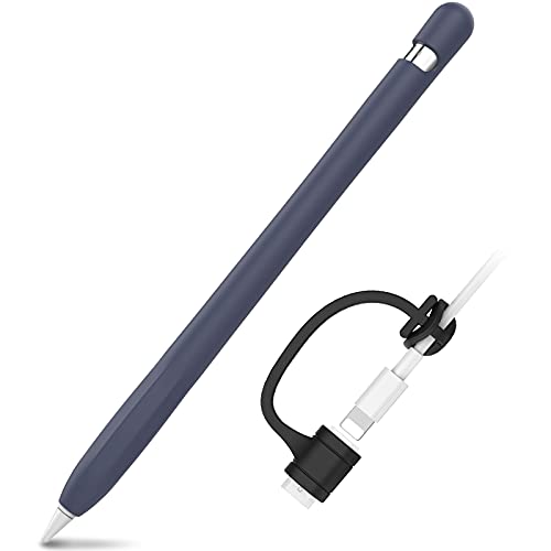 AhaStyle Anti-Rutsch-Schutzhülle Silikon Schutzhülle [ Zusätzlicher Kabeladapter Tether Kit] Kompatibel mit Apple Pencil 1st Generation midnight blue von AHASTYLE