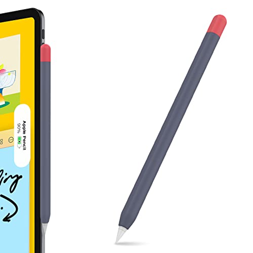 AhaStyle Duotone Design Silikonhülle für Apple Pencil 2. Generation (2018), Apple iPad Pro 11/12,9 Zoll 2018 Midnight Blue, Red von AHASTYLE