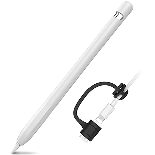 AhaStyle Rutschfeste Schutzhülle aus Silikon [zusätzliches Kabeladapter-Set] Kompatibel mit Apple Pencil 1. Generation von AHASTYLE