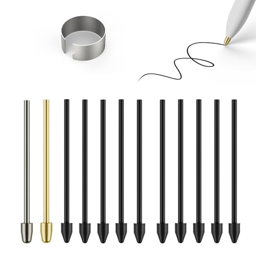 AHBTEYM Remarkable 2 Marker Pen Stylus Tips for Remarkable 2 Pen Tips with Nibs Removal Tool,Metal Tips/Nibs Refill Accessories,for Remarkable 1/Remarkable 2 Pen/Marker Plus-12Pcs(Gold/Sirvel) von AHBTEYM
