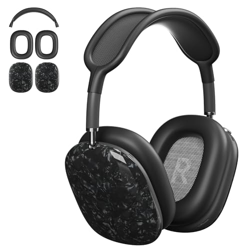 AHBTEYM Schutzhülle für AirPods Max-Kopfhörer, schwarze Perlmuttstruktur, TPU-Ohrmuscheln, Ohrpolster, Kopfband, Silikonhülle, kompatibel mit AHBTEYM AirPod-Max-Zubehör, Schutz (schwarze Schale) von AHBTEYM