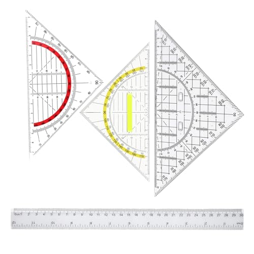 Geodreieck Flexibel, 4 Stück Lineal Set, Geodreiecke Mit Griff, Geo Dreieck, Maßstabslineal, Ideal Für Zeichnen, Modellieren Und Präzise, Winkelmesser & Geodreiecke von AHEJIOO