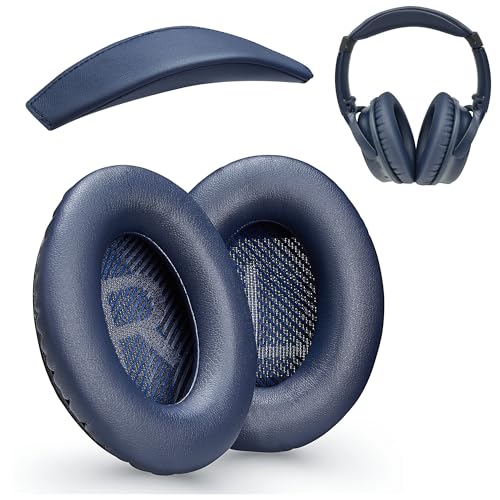 AHG Ersatz-Ohrpolster QC35 / QC35 ii und Kopfpolster QC35 / QC35 ii. Kompatibel mit Bose QuietComfort 35 / QuietComfort 35 ii Kopfhörer (Dunkelblau) Premium Proteinleder | Dauerhaf von Accessory House