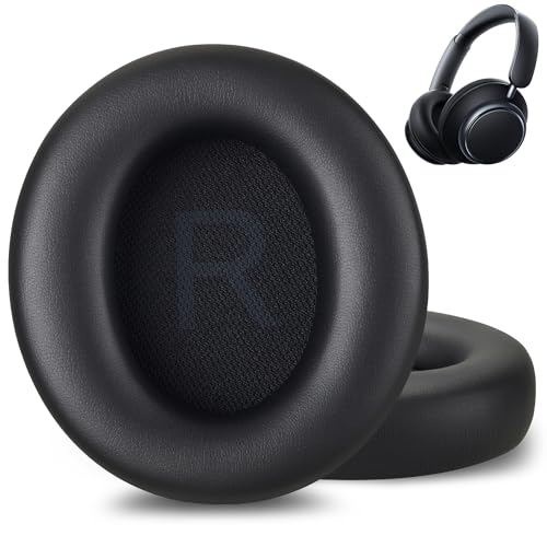 AHG Premium Ersatz Soundcore Space Q45 Kopfhörer Ohrpolster / Soundcore Q45 Ohrpolster kompatibel mit Anker Soundcore Space Q45 Kopfhörer (schwarz) Premium Protein Leder/hochdichter Schaumstoff von AHG Accessory House Global