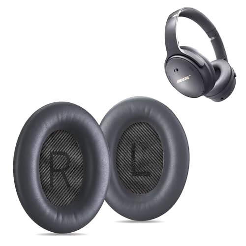 AHG Premium QC45 Ersatz-Ohrpolster, kompatibel mit Bose QuietComfort 45 / Bose QC45 Kopfhörer mit Geräuschunterdrückung (Eclipse Grey) Hochwertiges Proteinleder, dicker hochdichter Schaumstoff und von Accessory House