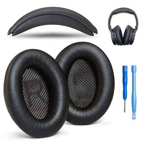 AHG Accessory House Ersatz-Ohrpolster und Kopfbügelpolster, kompatibel mit Bose QuietComfort (2023) QC45 QC35 QC35 II QC SC QC SE, kabellose Kopfhörer mit Geräuschunterdrückung (schwarz) von Accessory House