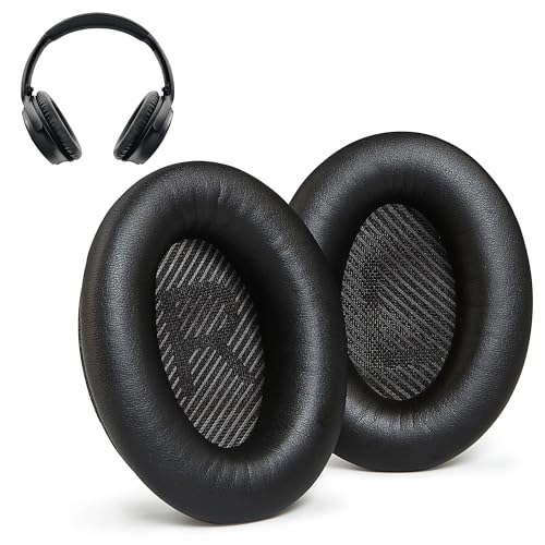 Accessory House Ohrpolster kompatibel mit Bose QuietComfort 35 (QC35) und QuietComfort 35 II (QC35 II) Kopfhörern. Proteinleder, weicher Schaumstoff mit hoher Dichte, erhöhte Haltbarkeit (schwarz) von Accessory House