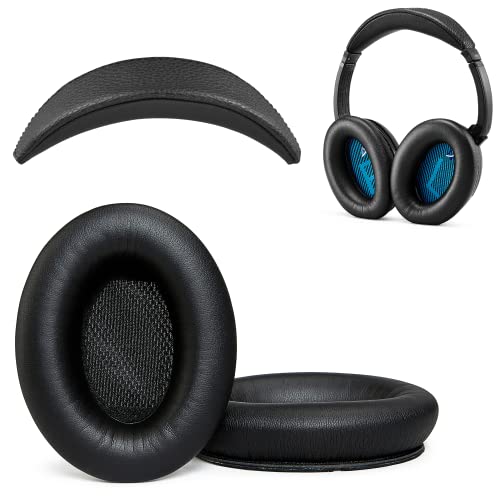 Ersatz-Ohrpolster und Ersatz Kopfbandkissen für Bose Quiet Comfort 2 (QC2) und Quiet Comfort 15(QC15) Kopfhörer (QC2 und QC15, Schwartz) von AHG Accessory House Global