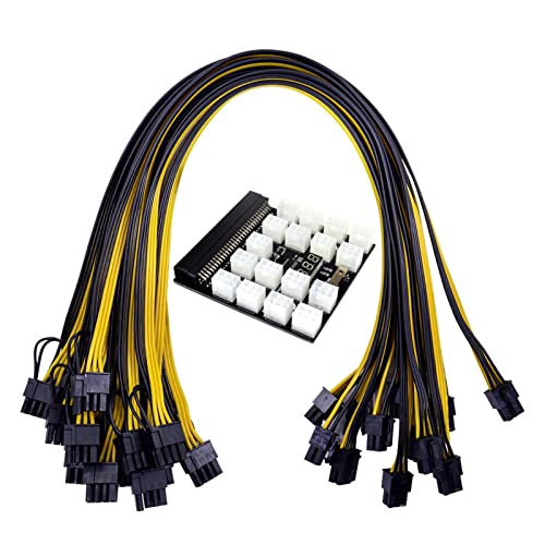 AHGDDA Leistungsmodul-Breakout-Board-Kits mit 12 Stück, 17 Stück, 18 AWG, 6-polig auf 6 + 2, 8-poliges Stromkabel für HP 1200 W 750 W PSU Grafikkarte (Gold) von AHGDDA