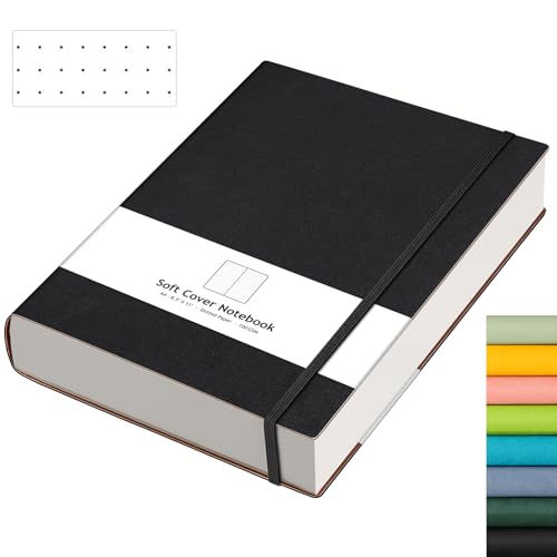 AHGXG Bullet Dotted Journal – großes A4-Notizbuch, gepunktet, 21,6 x 27,9 cm, 320 Seiten, Punktraster-Notizbuch, 100 g/m² dickes Papier, Leder-Softcover, mit Tagebuch-Schablonen, Innentasche – Schwarz AHGXG Bullet Dotted Journal – großes A4-Notizbuch, gepunktet, 21,6 x 27,9 cm, 320 Seiten, Punktraster-Notizbuch, 100 g/m² dickes Papier, Leder-Softcover, mit Tagebuch-Schablonen, Innentasche – Schwarz von AHGXG