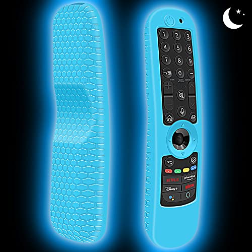 Schutzhülle für LG AN-MR21GC/AN-MR21GA Magic Remote 2021 Silikon Cover für LG OLED Smart TV Fernbedienung Akkudeckel Stoßfest Ersatz Anti-Rutsch Halter Sleeve Skin (Glow Blue) von AHIW