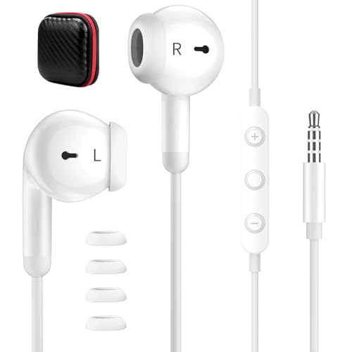 AIAUXAI Kopfhörer, kabelgebunden, 3,5-mm-Klinkenstecker, ergonomische In-Ear-Kopfhörer mit Lautstärkeregler, HiFi-Stereo, Ohrhörer (S/M/L) für iPhone/Samsung/Pixel/iPad, Schulstudenten für alle von AIAUXAI