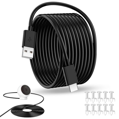 AIAUXAI 5M Extra langes USB Type-C Ladekabel für Mi Camera 2K Magnetic Mount, Stromverlängerung Sicherheitskameras Kabel Typ C für Mi Wireless Outdoor Security Kamera 1080p, Eisen von AIAUXAI