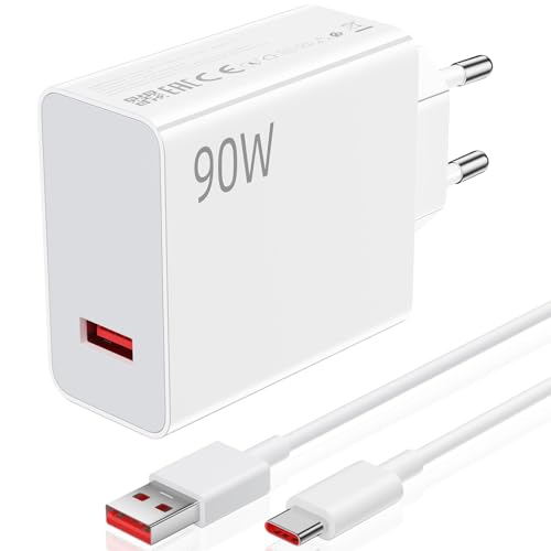 90W USB Ladegerät für HyperCharge mit 6A Typ C Ladekabel 1M für Xiaomi 15 Ultra 14T 13T 13 12 Poco F7 X7 Pro F6 C75 45W USB Netzteil Turbo Schnellladegerät für Redmi Note 14C 13C 14 Pro 13X A5 Pad 7 von AIAUXAI