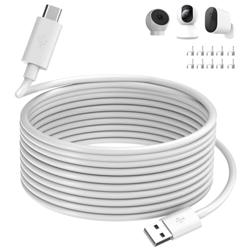 Micro-USB-Kabel, 5 m, Verlängerungskabel, kompatibel mit Mi 360°-Heimkamera 2K Pro/Smart Camera C300, EZVIZ, Wyze Cam, Blink, Eufy, extra langes Micro-USB-Ladekabel für Überwachungskameras, Weiß Micro-USB-Kabel, 5 m, Verlängerungskabel, kompatibel mit Mi 360°-Heimkamera 2K Pro/Smart Camera C300, EZVIZ, Wyze Cam, Blink, Eufy, extra langes Micro-USB-Ladekabel für Überwachungskameras, Weiß von AIAUXAI