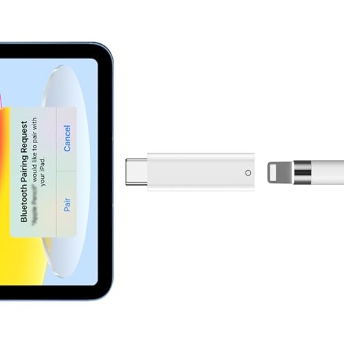 AIAUXAI USB-C Adapter für Apple Pencil 1. Generation, Typ C Pencil Ladeadapter auf für Lightning Buchse, Bluetooth-Kopplung für iPad 10. Gen 2022 iPad A16 2025 Adapter von USB-C für iPad Pencil 1 Weiß von AIAUXAI