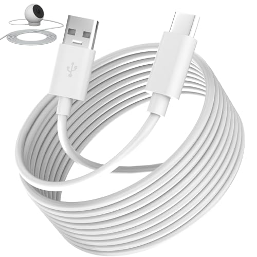 USB-C-Kabel, 5 m, extra langes Strom-Verlängerungskabel, kompatibel mit Mi-Kamera, 2K-Sicherheitskamera, Ring-Pan-Tilt-Kamera, für CCTV, YESKMO, Eufy Kamera, USB-auf-USBC-Ladekabel für von AIAUXAI