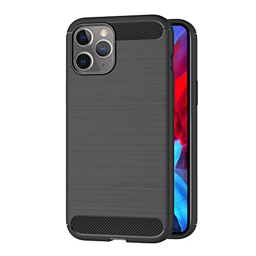 AICEK Hülle Compatible Apple iPhone 12 Pro Max Schwarz Silikon Handyhülle für iPhone 12 Pro Max Schutzhülle Karbon Optik Soft Case (6,7 Zoll) von AICEK