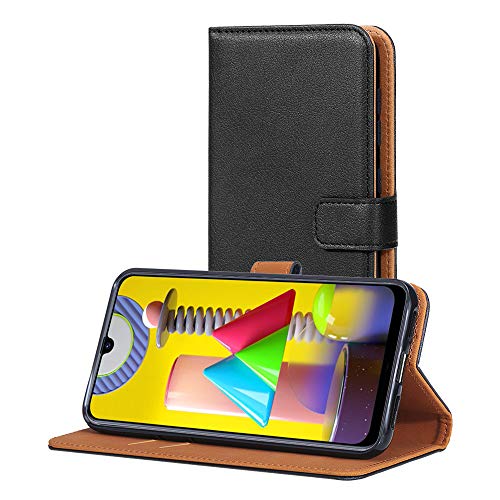 AICEK Hülle Kompatibel mit Samsung Galaxy M31, Lederhülle für Samsung Galaxy M31 Schutzhülle PU Leder Klapphülle mit Kartenfach Ständer Magnet Funktion Schwarz (6,4 Zoll) von AICEK