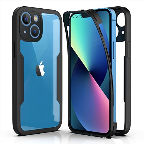 AICEK Kompatibel mit Apple iPhone 13 Mini Hülle, 360 Grad Full Body Handyhülle für iPhone 13 Mini TPU Case Bumper mit Displayschutz Schutzfolie Stoßfest Schutzhülle Schwarz von AICEK