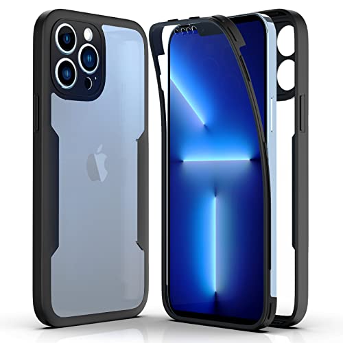 AICEK Kompatibel mit Apple iPhone 13 Pro Max Hülle, 360 Grad Full Body Handyhülle für iPhone 13 Pro Max TPU Case Bumper mit Displayschutz Schutzfolie Stoßfest Schutzhülle Schwarz von AICEK