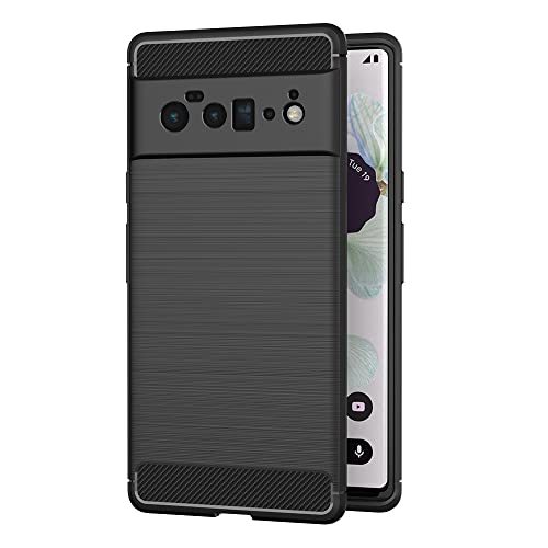 AICEK Kompatibel mit Google Pixel 6 Pro Hülle, Schwarz Silikon Handyhülle für Google Pixel 6 Pro Schutzhülle Karbon Optik Soft Case von AICEK