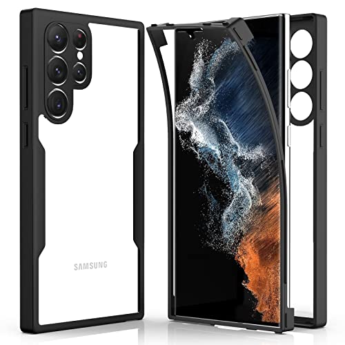 AICEK Kompatibel mit Samsung Galaxy S22 Ultra 5G Hülle, 360 Grad Full Body Handyhülle für Samsung S22 Ultra 5G TPU Case Bumper mit Displayschutz Schutzfolie Stoßfest Schutzhülle Schwarz von AICEK