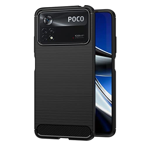 AICEK Kompatibel mit Xiaomi Poco X4 Pro 5G Hülle, Schwarz Silikon Handyhülle für Poco X4 Pro 5G Schutzhülle Karbon Optik Soft Case von AICEK