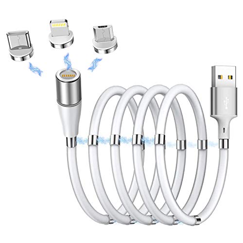 AICSimpease magnetisches Adsorption Kabel, Datenkabel-Organizer, 360-Grad-magnetisches Ladekabel weiß Für IOS,Micro USB/Type C/Samsung/Huawei/Xiaomi/Mehr von AICase