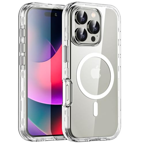 AICase Crystal Clear für iPhone 16 Pro Hülle kompatibel mit MagSafe [Nie Vergilbung] [Unzerstörbarer Militärschutz] Stoßfeste Kratzfeste Schutzhülle Transparent Case Dünne Handyhülle - Durchsichtig von AICase