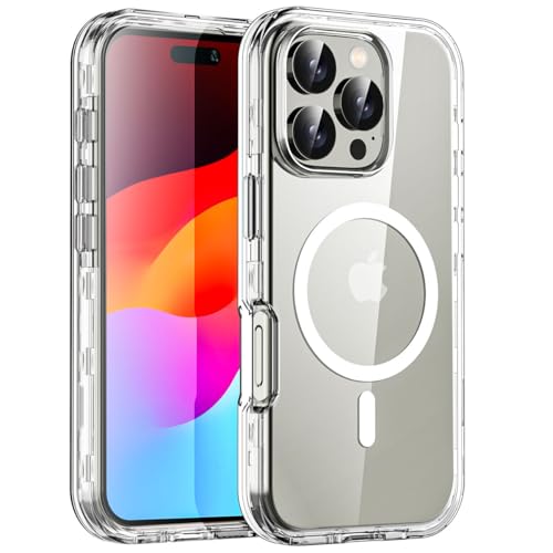 AICase Crystal Clear für iPhone 16 Pro Max Hülle kompatibel mit MagSafe[Nie Vergilbung] [Unzerstörbarer Militärschutz] Stoßfeste Kratzfeste Schutzhülle Transparent Case Dünne Handyhülle- Durchsichtig von AICase