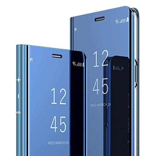 AICase Hülle für Galaxy S8 Hülle-Folio-Schutzhülle für Galaxy S8, Clear View Standing Cover mit Wake Up/Sleep Funktion, Spiegelnde Oberfläche, Hochglanzfinish Case (Blau) von AICase