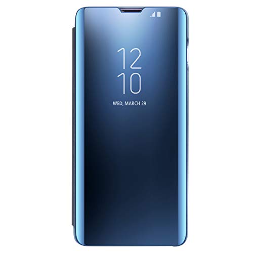 AICase Kompatibel mit Samsung Galaxy S10 Plus Hülle-Folio-Schutzhülle für Galaxy S10 Plus, Flip Handy Case Clear View Standing Cover mit Wake up/Sleep Funktion (Blau) von AICase