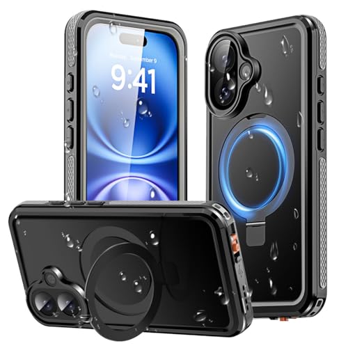 AICase Magnetic für iPhone 16 Hülle Wasserdicht,Magsafe[Kamera-Steuerung][Unsichtbarer Tragering und Bildschirmschutz][IP68 Unterwasser][Tropfsicher][Staubdicht][Real 360] Schutzhülle von AICase